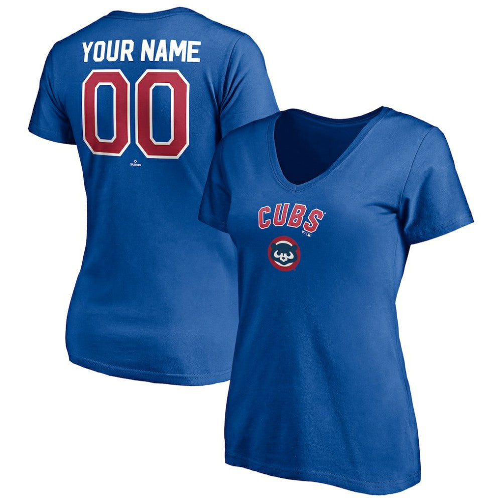 Chicago Cubs Women's Cooperstown Winning Streak Personalized Name & Number V-Neck T-Shirt Discount