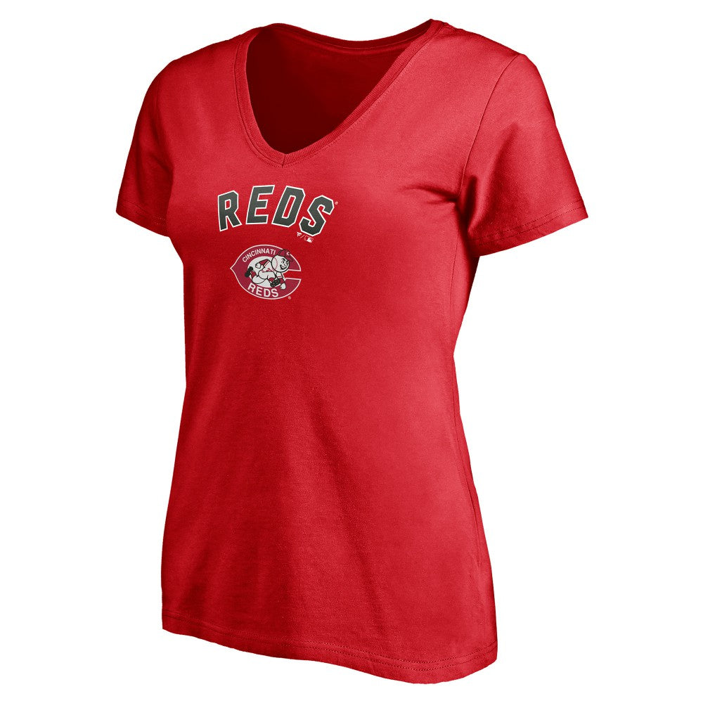 Cincinnati Reds Women's Cooperstown Winning Streak Personalized Name & Number V-Neck T-Shirt Online
