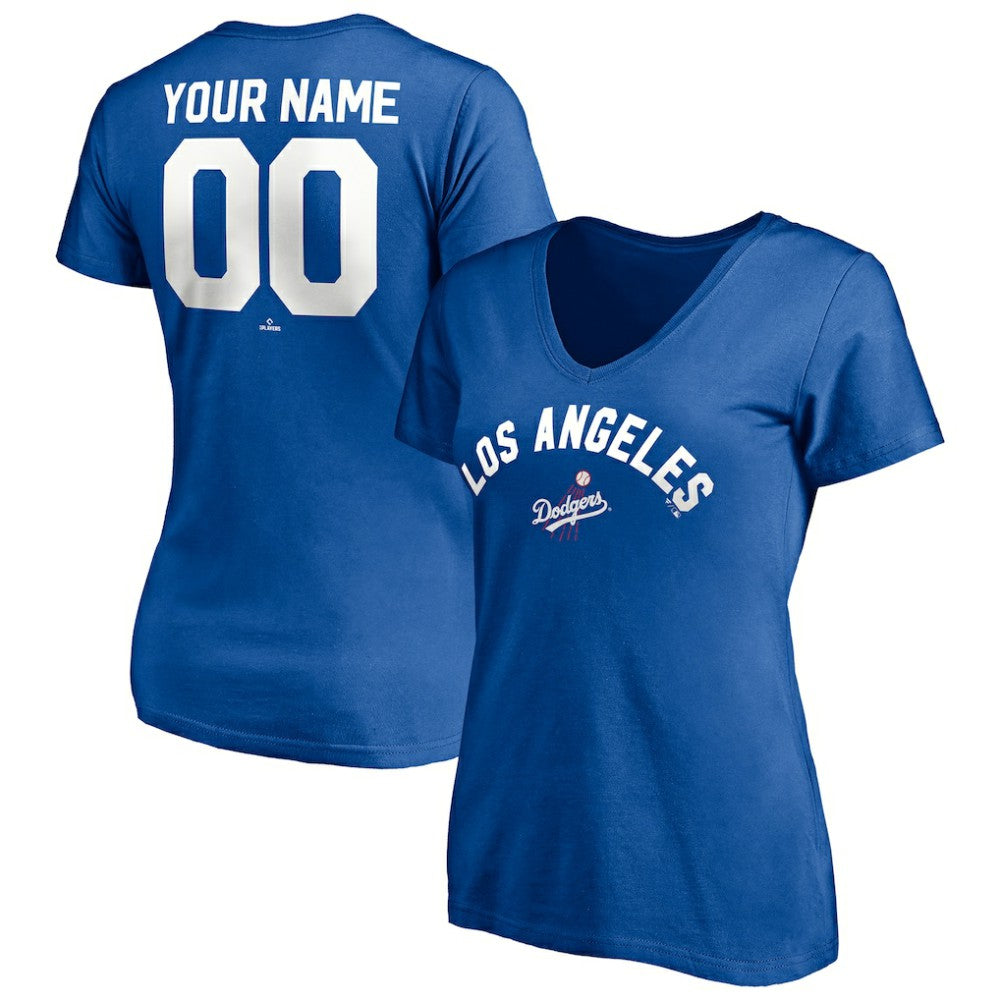 Los Angeles Dodgers Women's Cooperstown Winning Streak Personalized Name & Number V-Neck T-Shirt for sale