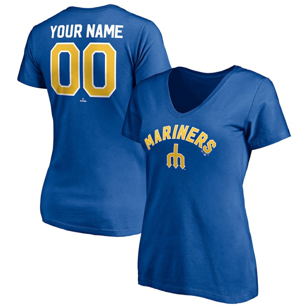 Seattle Mariners Women's Cooperstown Winning Streak Personalized Name & Number V-Neck T-Shirt for sale