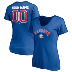Texas Rangers Women's Cooperstown Winning Streak Personalized Name & Number V-Neck T-Shirt Discount