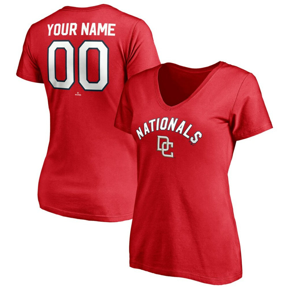 Washington Nationals Women's Cooperstown Winning Streak Personalized Name & Number V-Neck T-Shirt Online