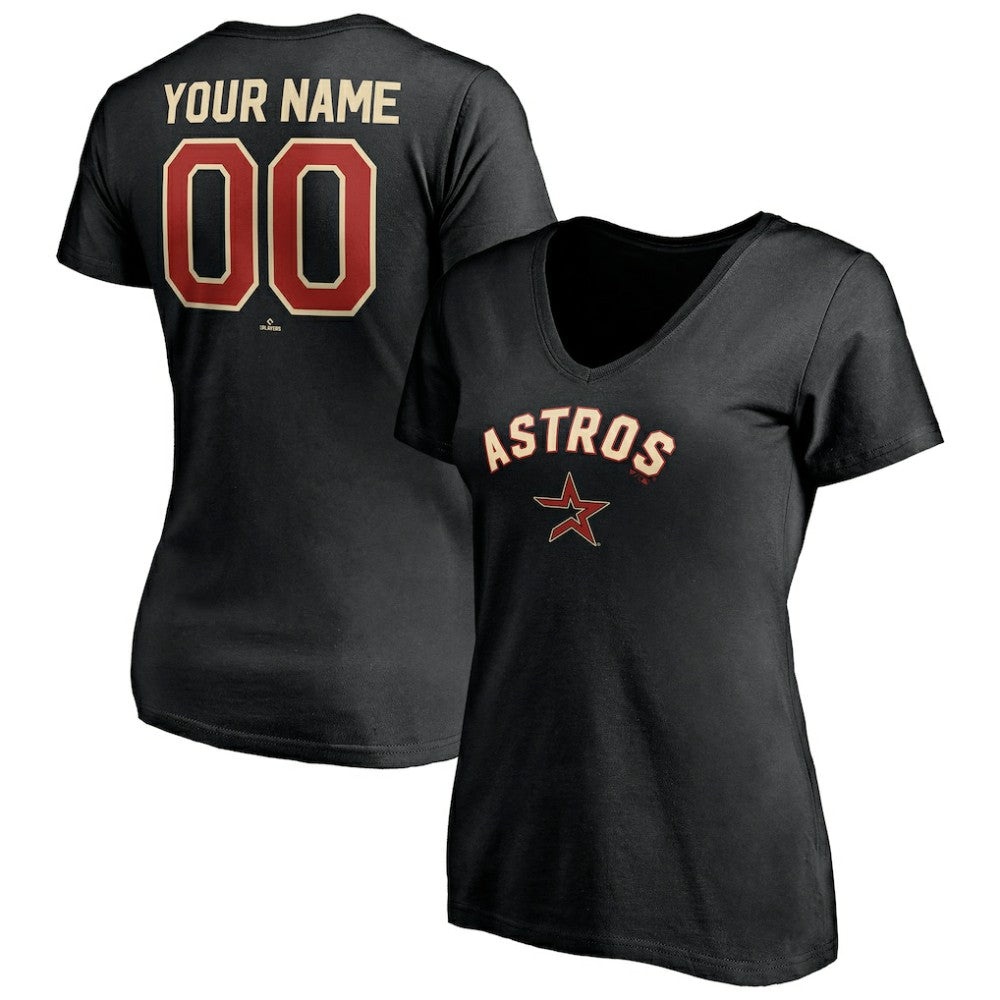 Houston Astros Women's Cooperstown Winning Streak Alternate Personalized Name & Number V-Neck T-Shirt Sale