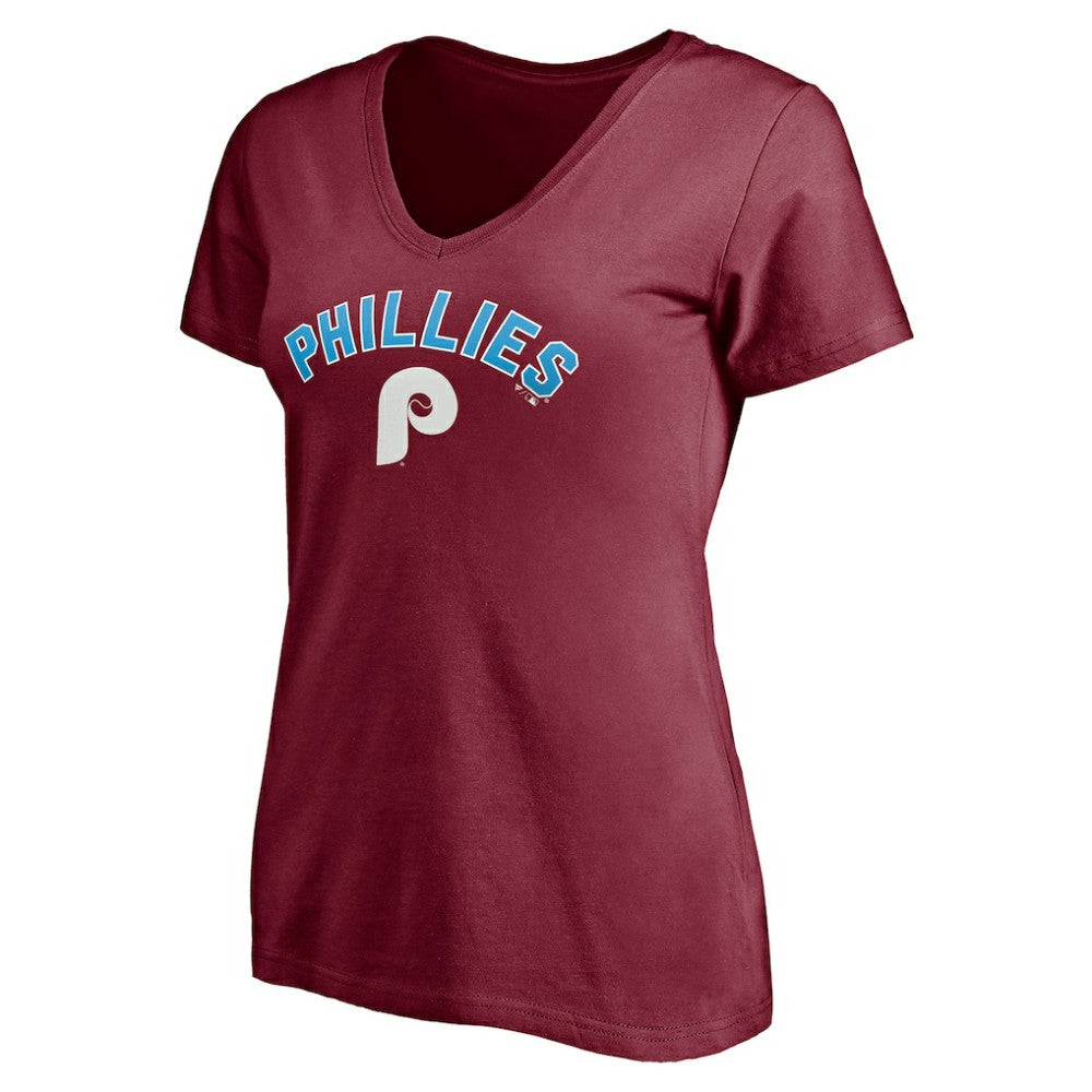 Philadelphia Phillies Women's Cooperstown Winning Streak Alternate Personalized Name & Number V-Neck T-Shirt Outlet