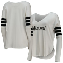 Miami Marlins Tiny Turnip Women's Jalynne Jersey Tri-Blend Long Sleeve V-Neck T-Shirt Outlet