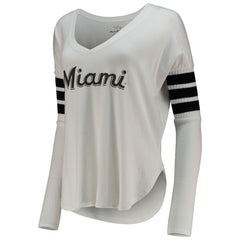 Miami Marlins Tiny Turnip Women's Jalynne Jersey Tri-Blend Long Sleeve V-Neck T-Shirt Outlet