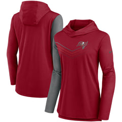Tampa Bay Buccaneers Women's Chevron Hoodie Performance Long Sleeve T-Shirt - Red/Heathered Charcoal - Nike