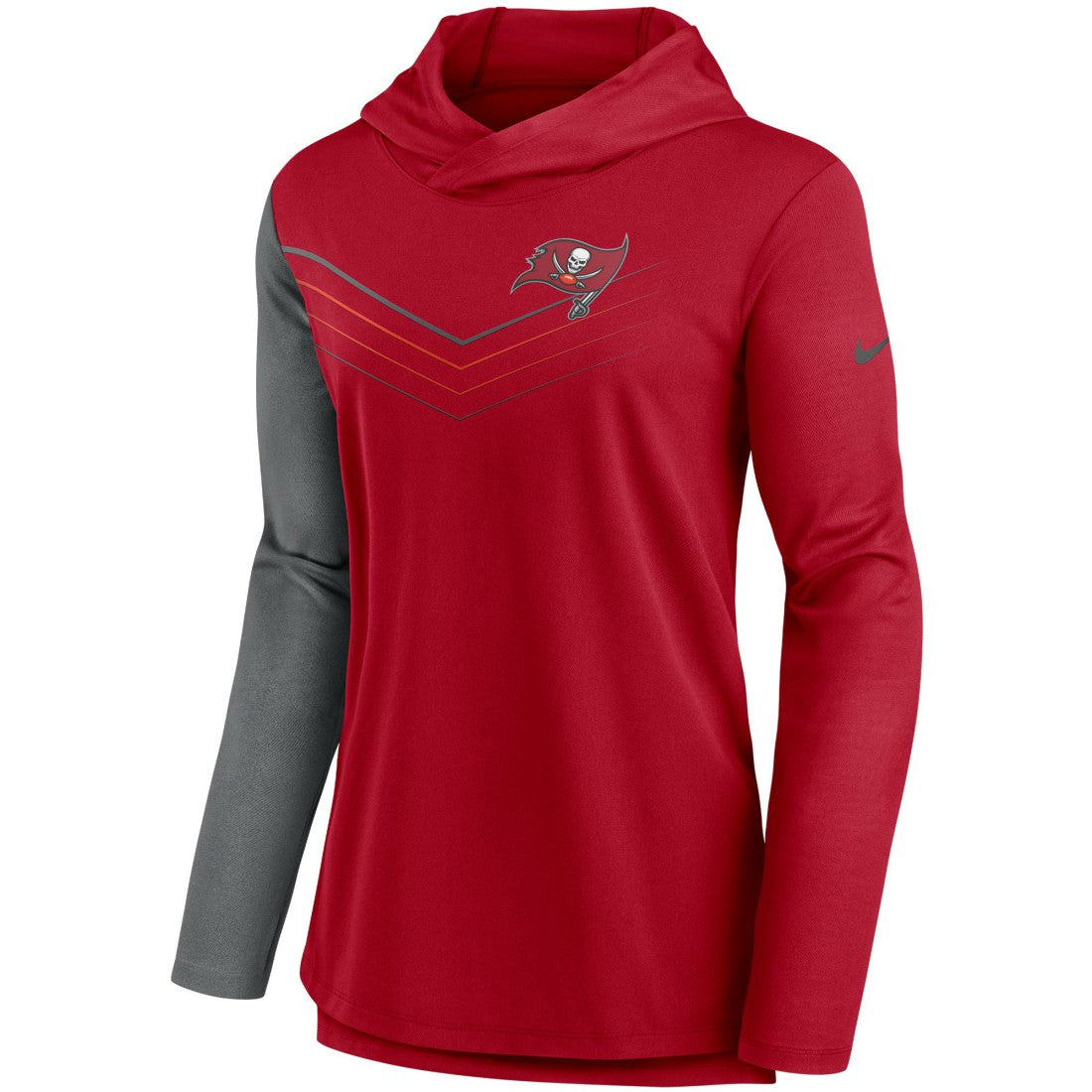Tampa Bay Buccaneers Women's Chevron Hoodie Performance Long Sleeve T-Shirt - Red/Heathered Charcoal - Nike