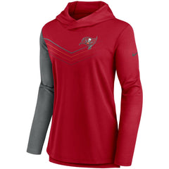 Tampa Bay Buccaneers Women's Chevron Hoodie Performance Long Sleeve T-Shirt - Red/Heathered Charcoal - Nike