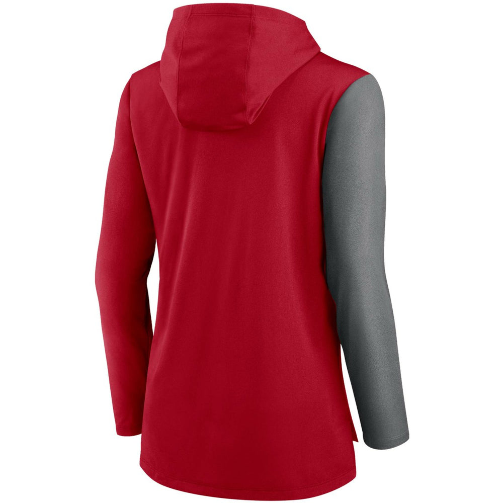 Tampa Bay Buccaneers Women's Chevron Hoodie Performance Long Sleeve T-Shirt - Red/Heathered Charcoal - Nike