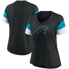 Carolina Panthers Women's Team Logo Fashion Performance Tri-Blend V-Neck T-Shirt - Black - Nike