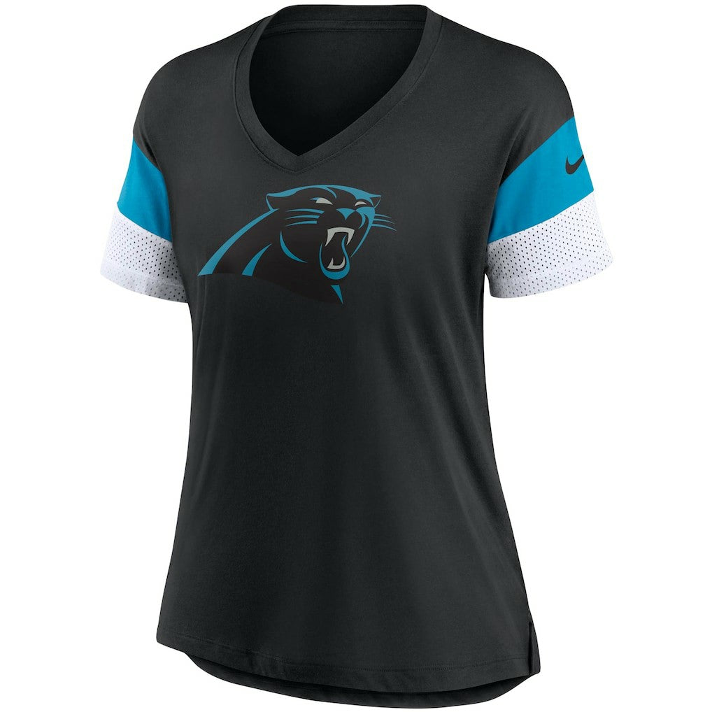 Carolina Panthers Women's Team Logo Fashion Performance Tri-Blend V-Neck T-Shirt - Black - Nike