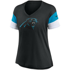 Carolina Panthers Women's Team Logo Fashion Performance Tri-Blend V-Neck T-Shirt - Black - Nike