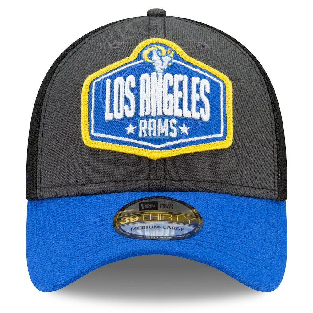 Los Angeles Rams New Era 2021 NFL Draft Trucker 39THIRTY Flex Hat - Graphite/Royal - NFL