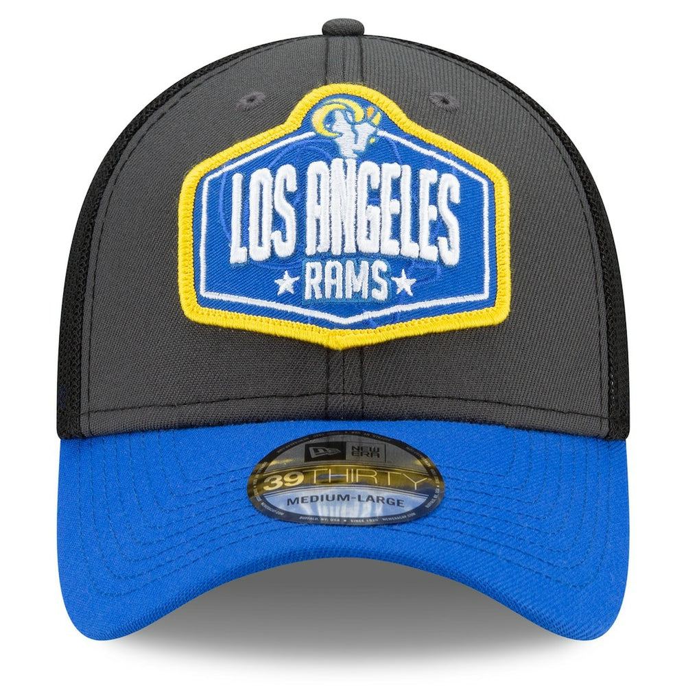 Los Angeles Rams New Era 2021 NFL Draft Trucker 39THIRTY Flex Hat - Graphite/Royal - NFL