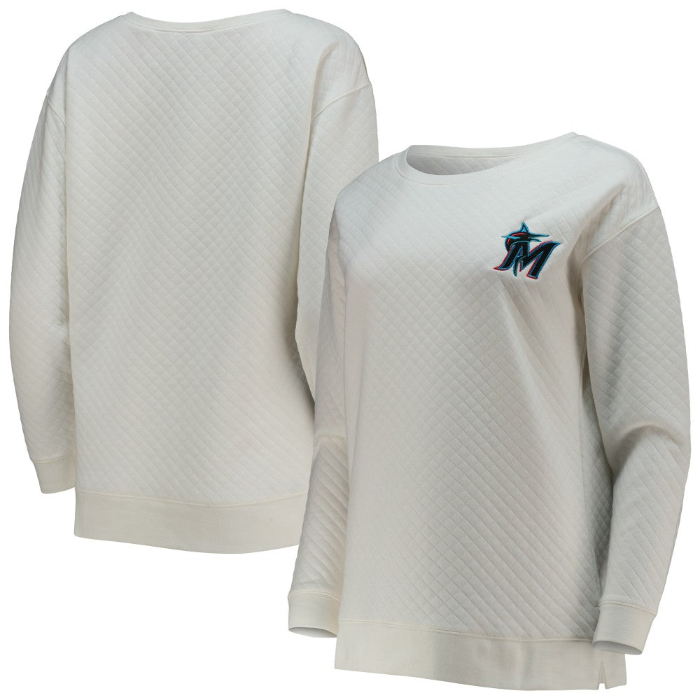 Miami Marlins Concepts Sport Women's Quilted Pullover Sweatshirt Outlet