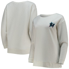 Miami Marlins Concepts Sport Women's Quilted Pullover Sweatshirt Outlet