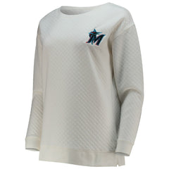 Miami Marlins Concepts Sport Women's Quilted Pullover Sweatshirt Outlet