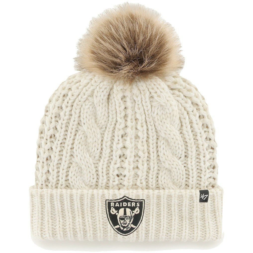Las Vegas Raiders '47 Women's Team Meeko Cuffed Knit Hat with Pom - Cream - 47 brand