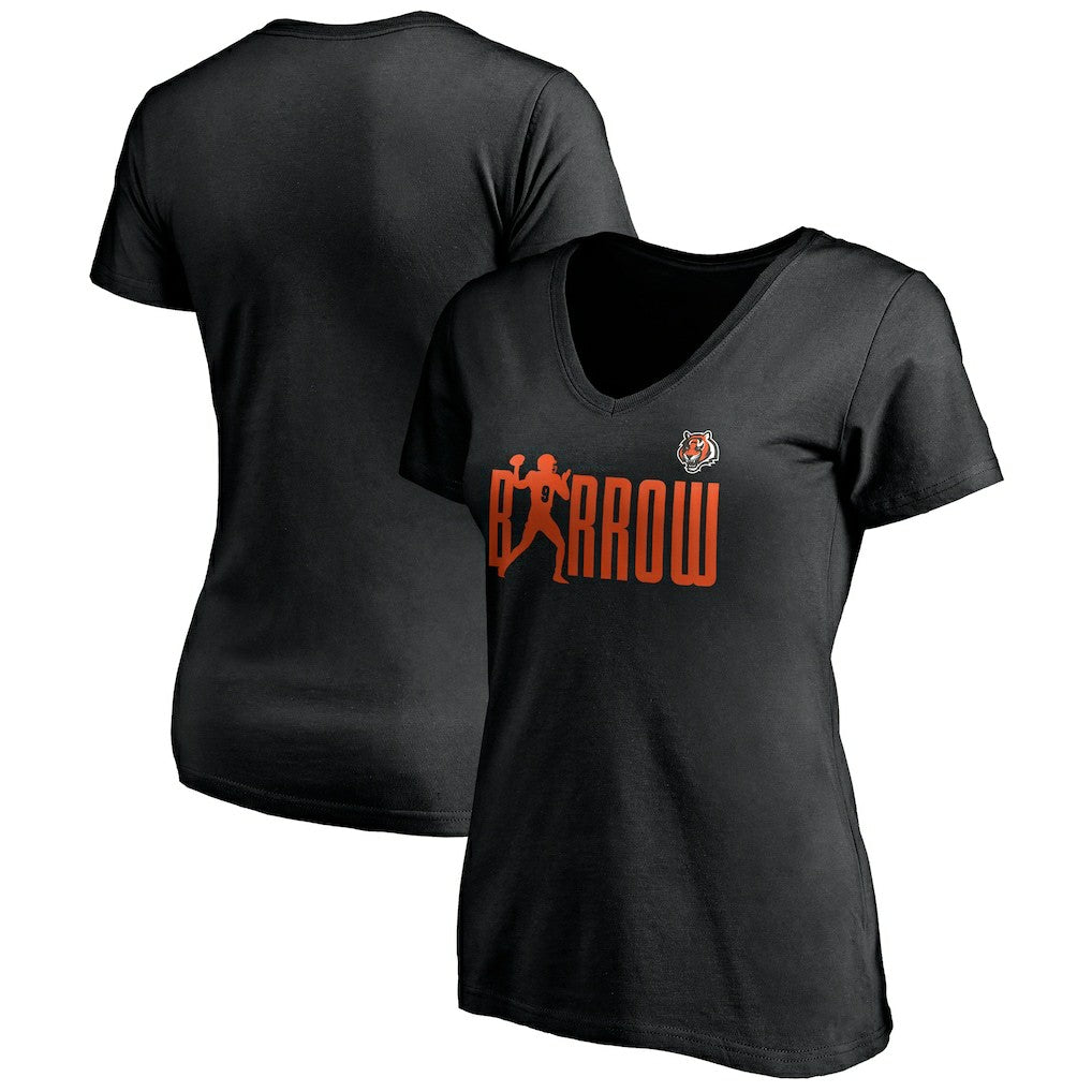 Joe Burrow Cincinnati Bengals Women's Checkdown V-Neck T-Shirt - Black - NFL