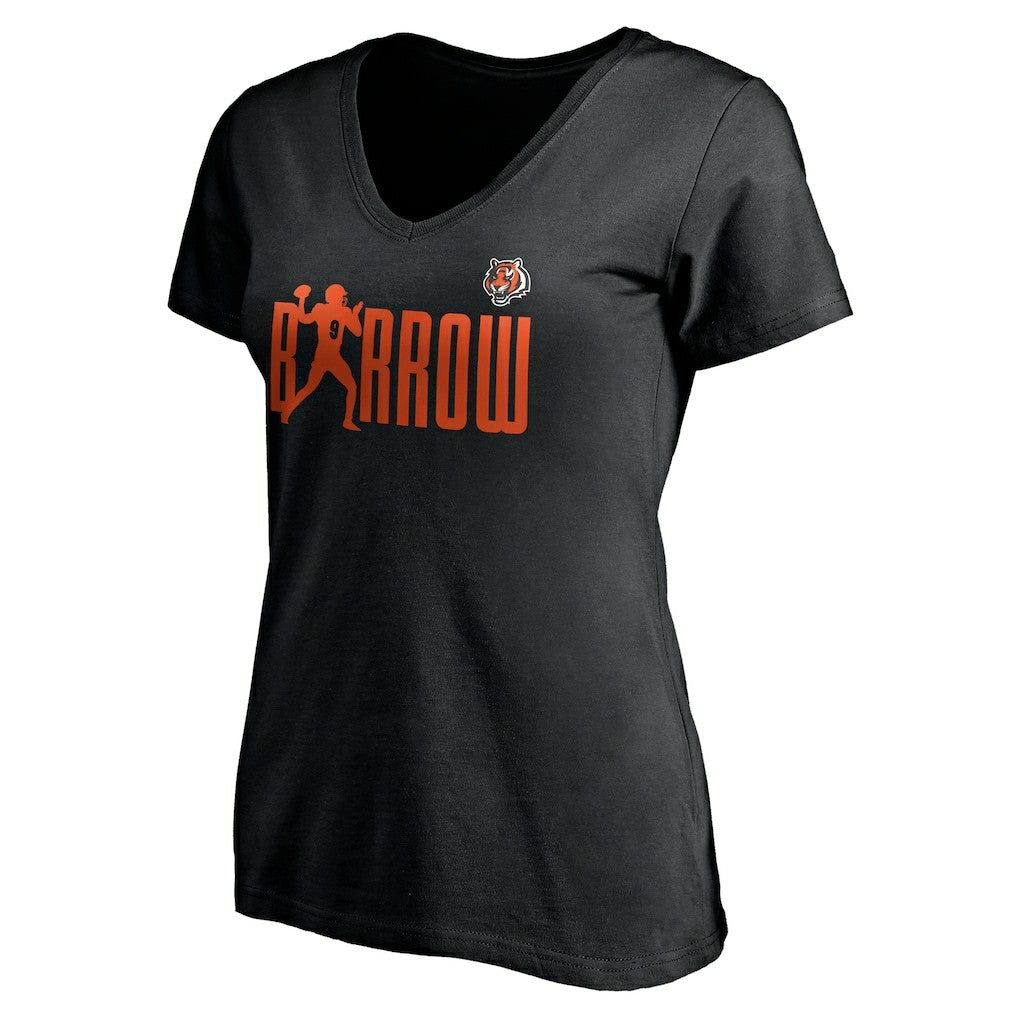 Joe Burrow Cincinnati Bengals Women's Checkdown V-Neck T-Shirt - Black - NFL