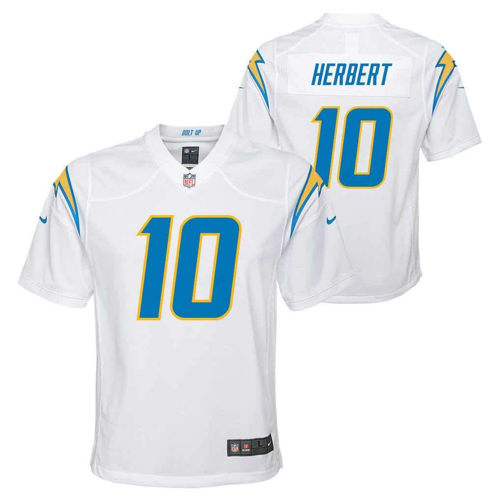 Justin Herbert Los Angeles Chargers Youth Game Jersey - White - Nike
