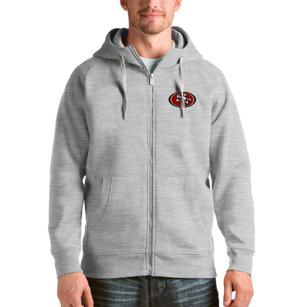 San Francisco 49ers Antigua Victory Full-Zip Hoodie - Heather Gray - NFL