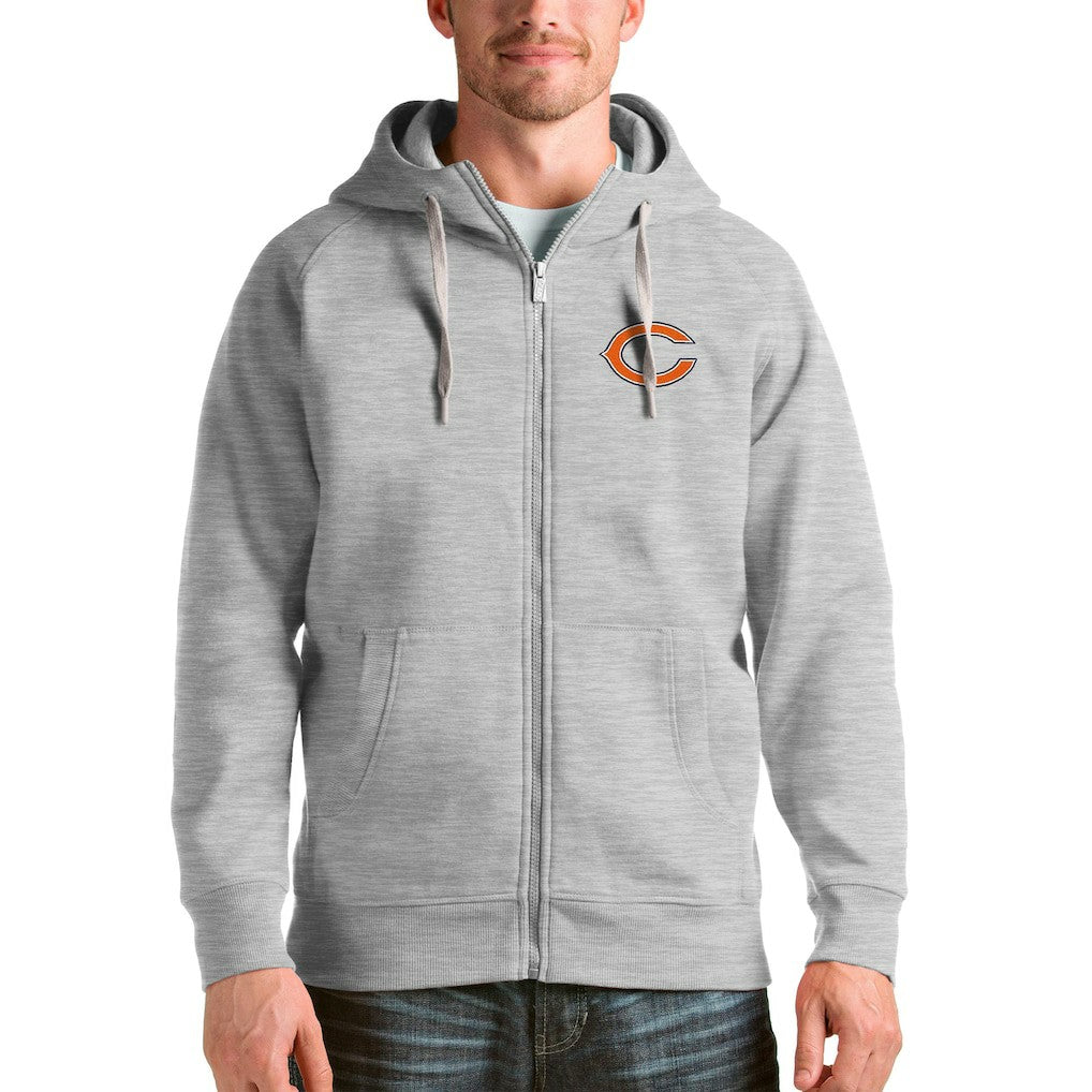 Chicago Bears Antigua Victory Full-Zip Hoodie - Heather Gray - NFL