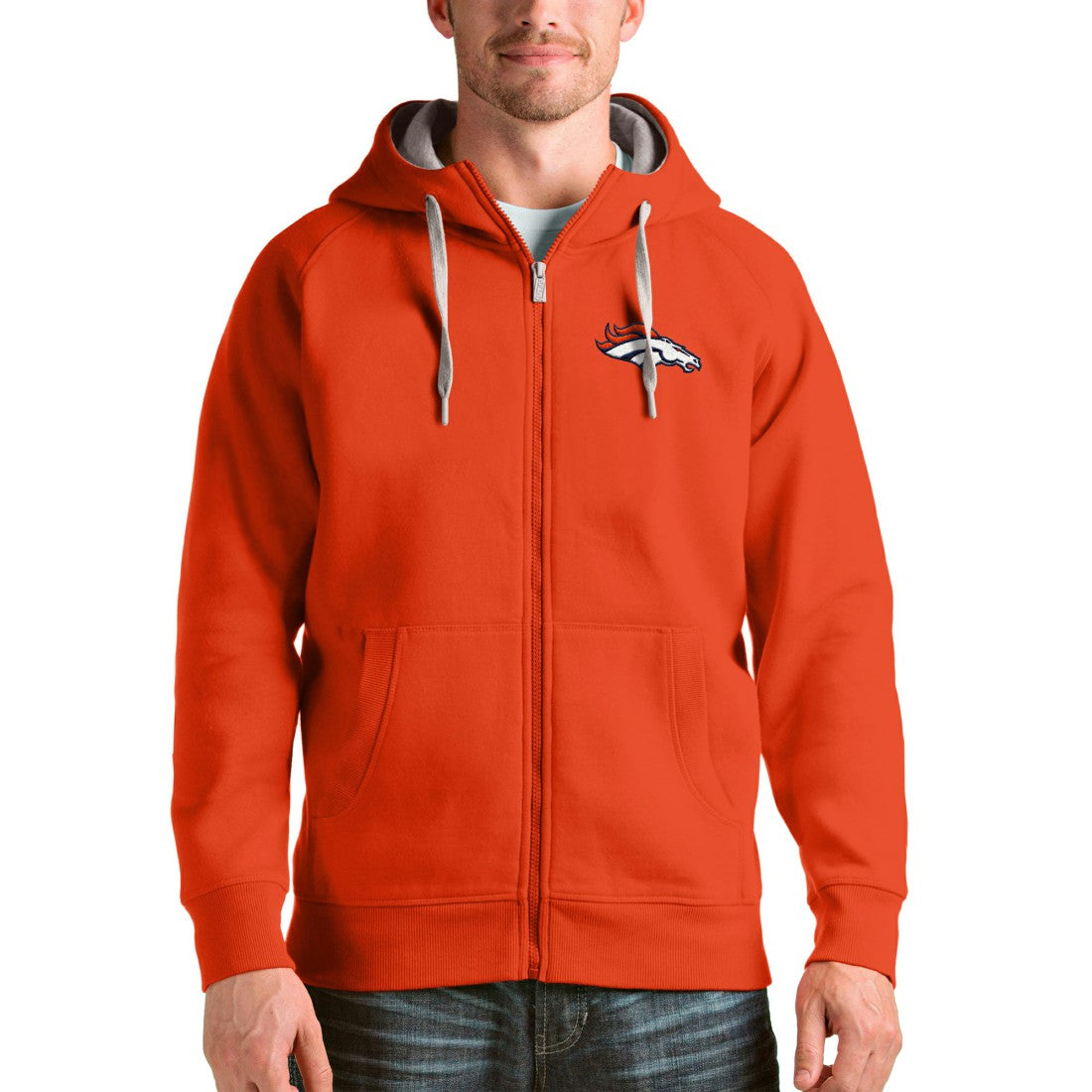 Denver Broncos Antigua Victory Full-Zip Hoodie - Orange - NFL