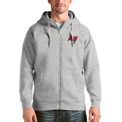 Tampa Bay Buccaneers Antigua Victory Full-Zip Hoodie - Heather Gray - NFL