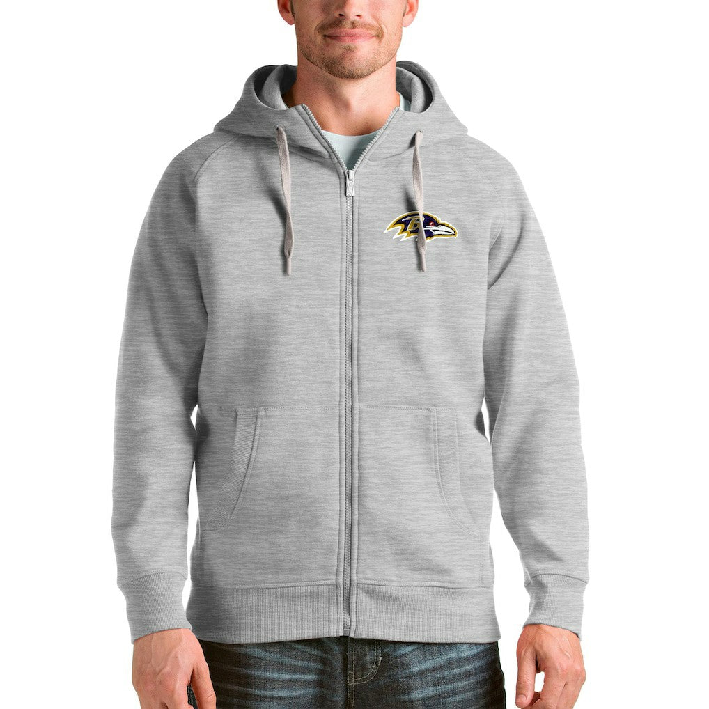 Baltimore Ravens Antigua Victory Full-Zip Hoodie - Heather Gray - NFL
