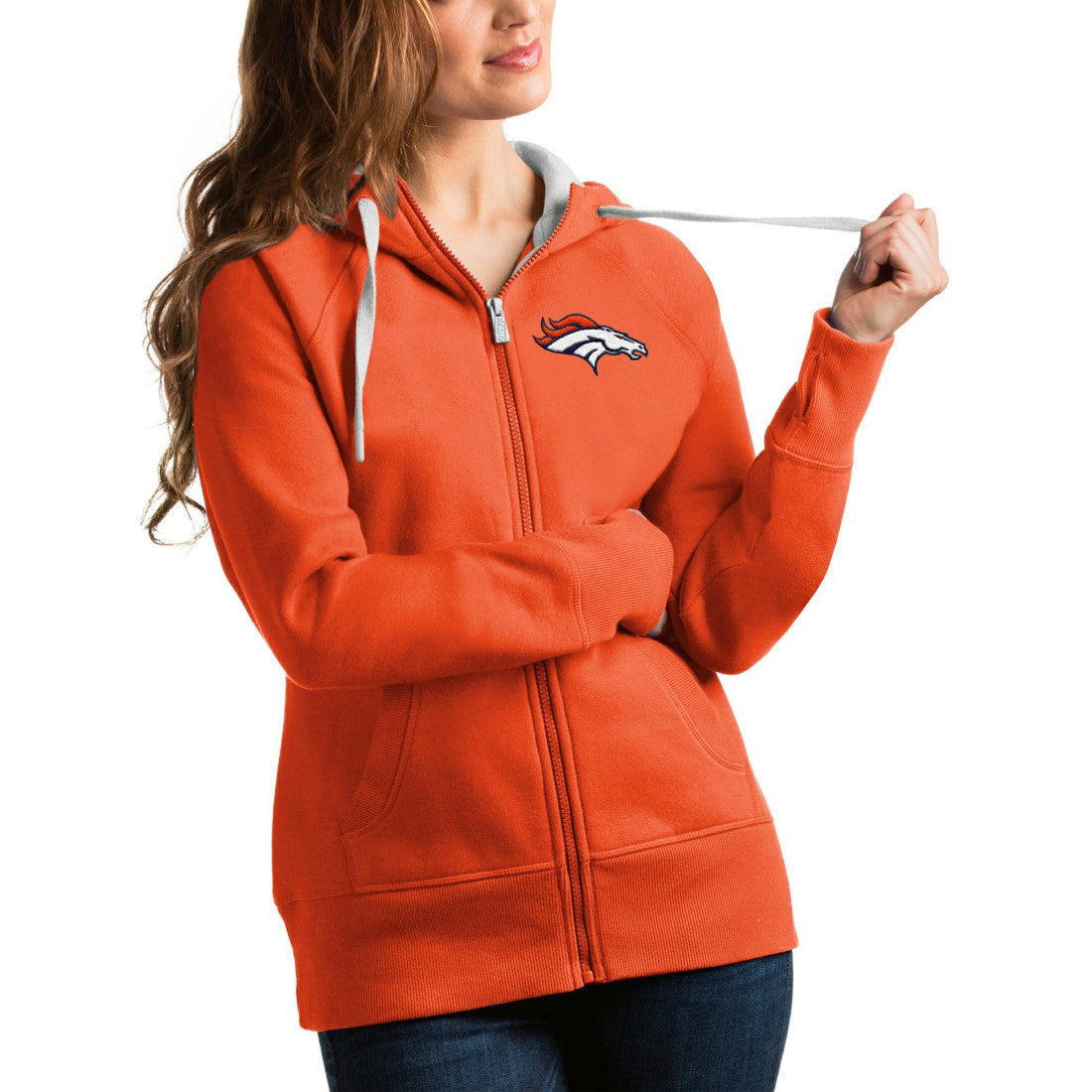 Denver Broncos Antigua Women's Victory Full-Zip Hoodie - Orange - NFL