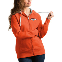 Denver Broncos Antigua Women's Victory Full-Zip Hoodie - Orange - NFL