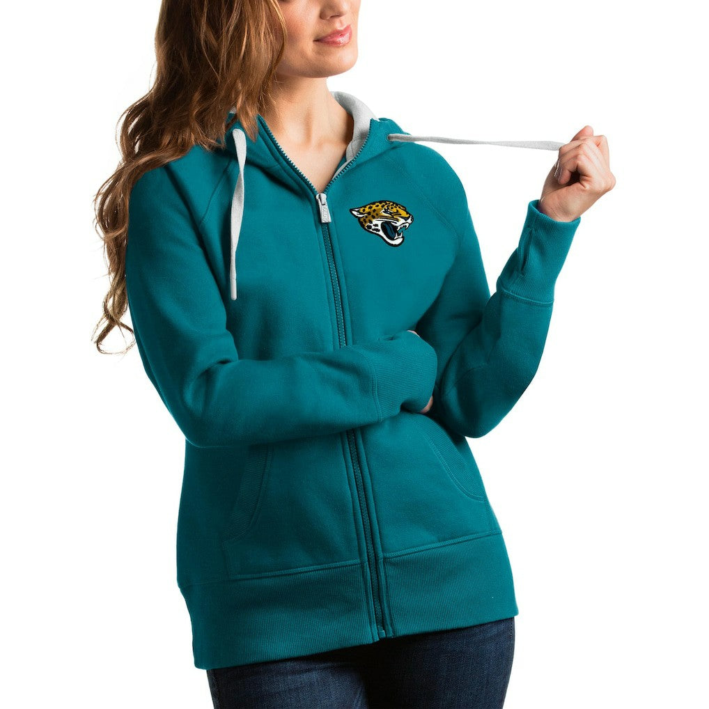 Jacksonville Jaguars Antigua Women's Full-Zip Victory Hoodie - Teal - NFL