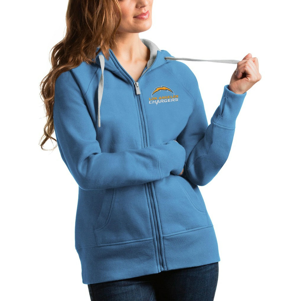 Los Angeles Chargers Antigua Women's Victory Full-Zip Hoodie - Light Blue - NFL