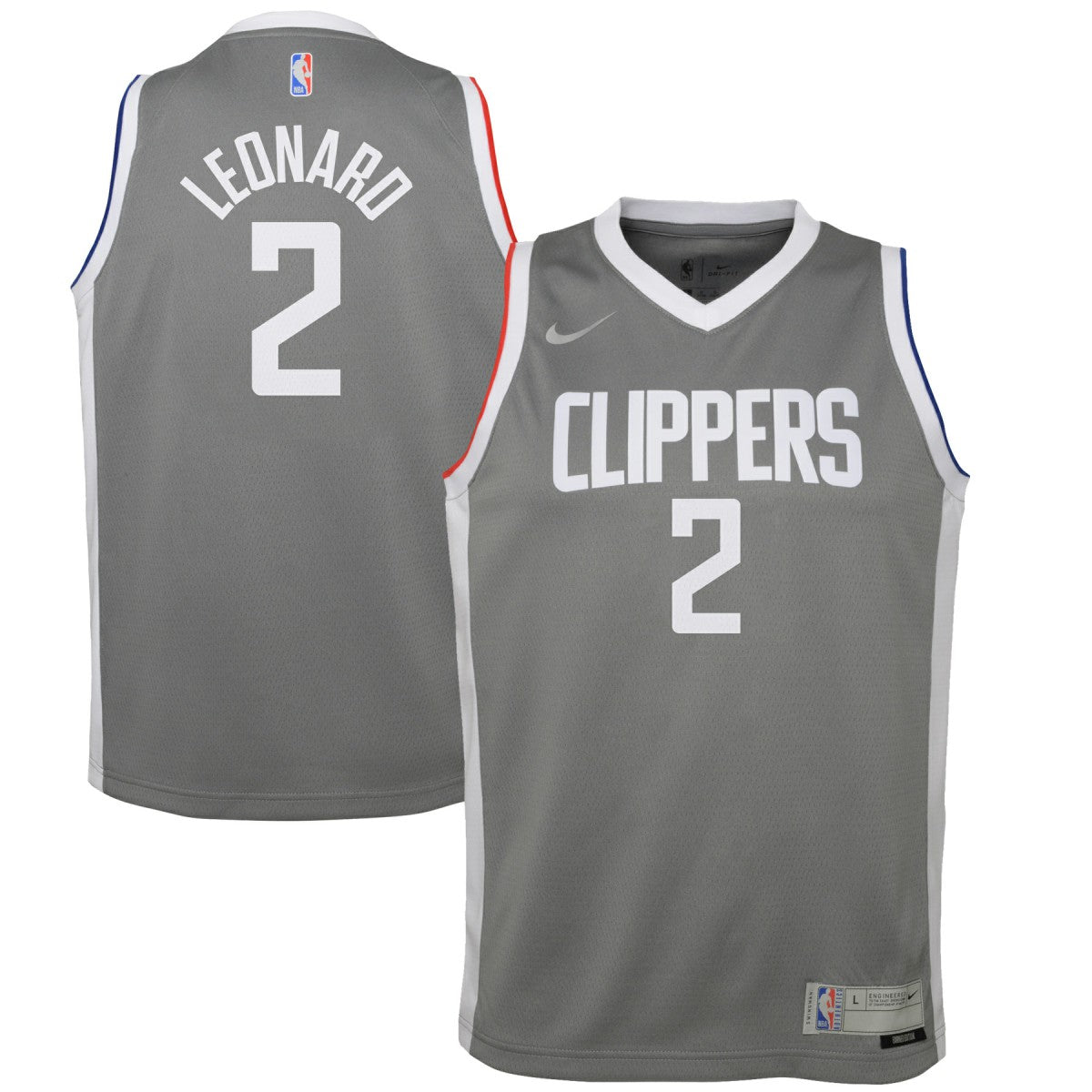 Nike Kawhi Leonard LA Clippers Youth 2020/21 Swingman Player Jersey Gray Earned Edition