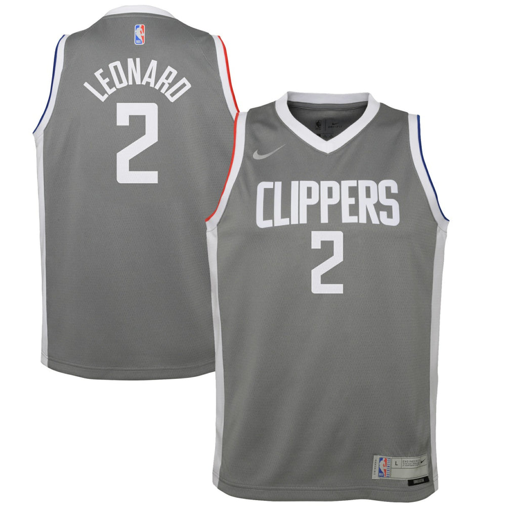 Nike Kawhi Leonard LA Clippers Youth 2020/21 Swingman Player Jersey Gray Earned Edition