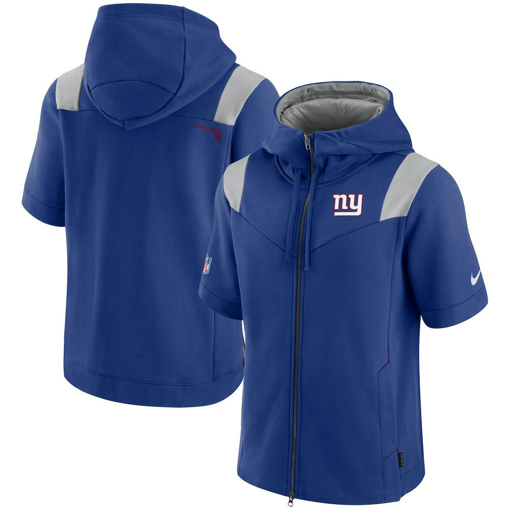 New York Giants Sideline Showout Short Sleeve Full-Zip Hoodie - Royal - Nike