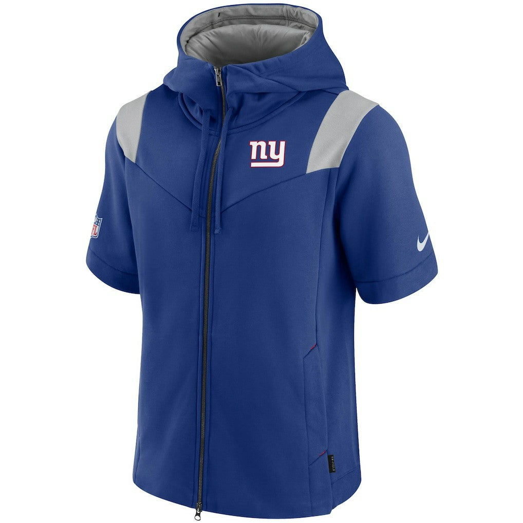 New York Giants Sideline Showout Short Sleeve Full-Zip Hoodie - Royal - Nike