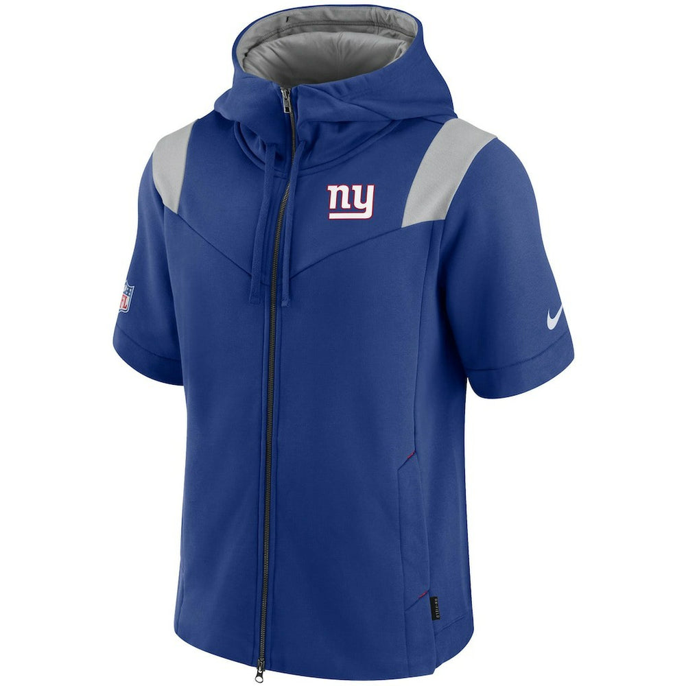 New York Giants Sideline Showout Short Sleeve Full-Zip Hoodie - Royal - Nike