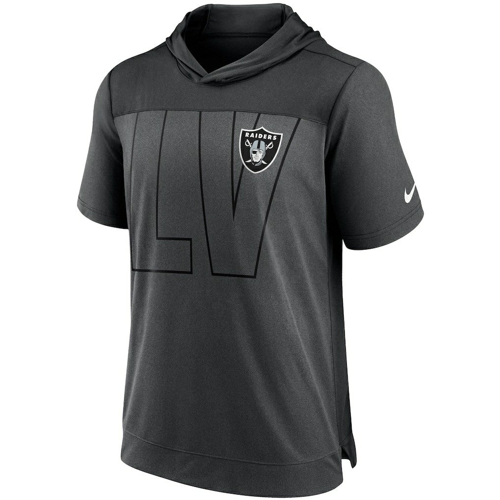Las Vegas Raiders Performance Hoodie T-Shirt - Heathered Charcoal/Black - Nike