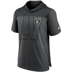 Las Vegas Raiders Performance Hoodie T-Shirt - Heathered Charcoal/Black - Nike
