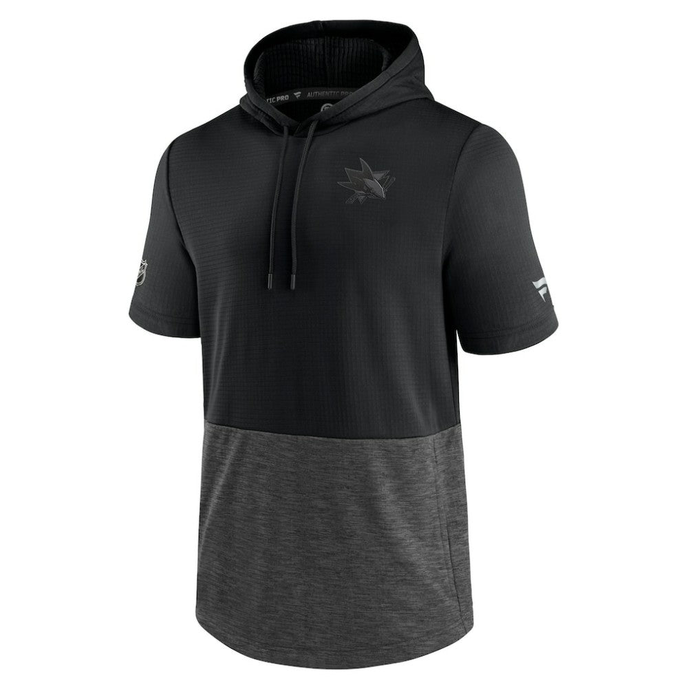San Jose Sharks Fanatics Authentic Pro Travel and Training Short Sleeve Pullover Hoodie - Black | Fanatics Clearance