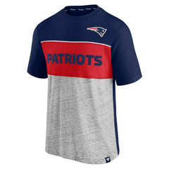 New England Patriots Colorblock T-Shirt - Navy/Heathered Gray - Fanatics