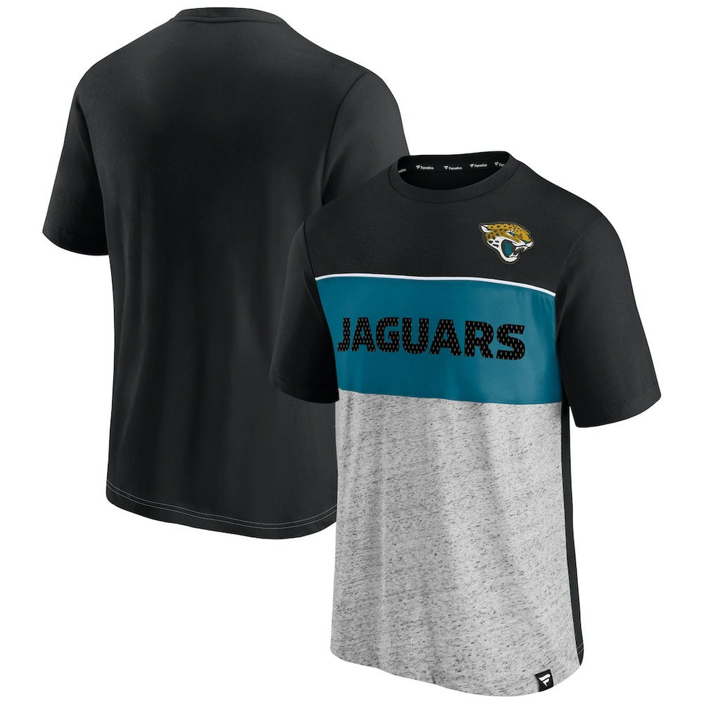 Jacksonville Jaguars Colorblock T-Shirt - Black/Heathered Gray - Fanatics