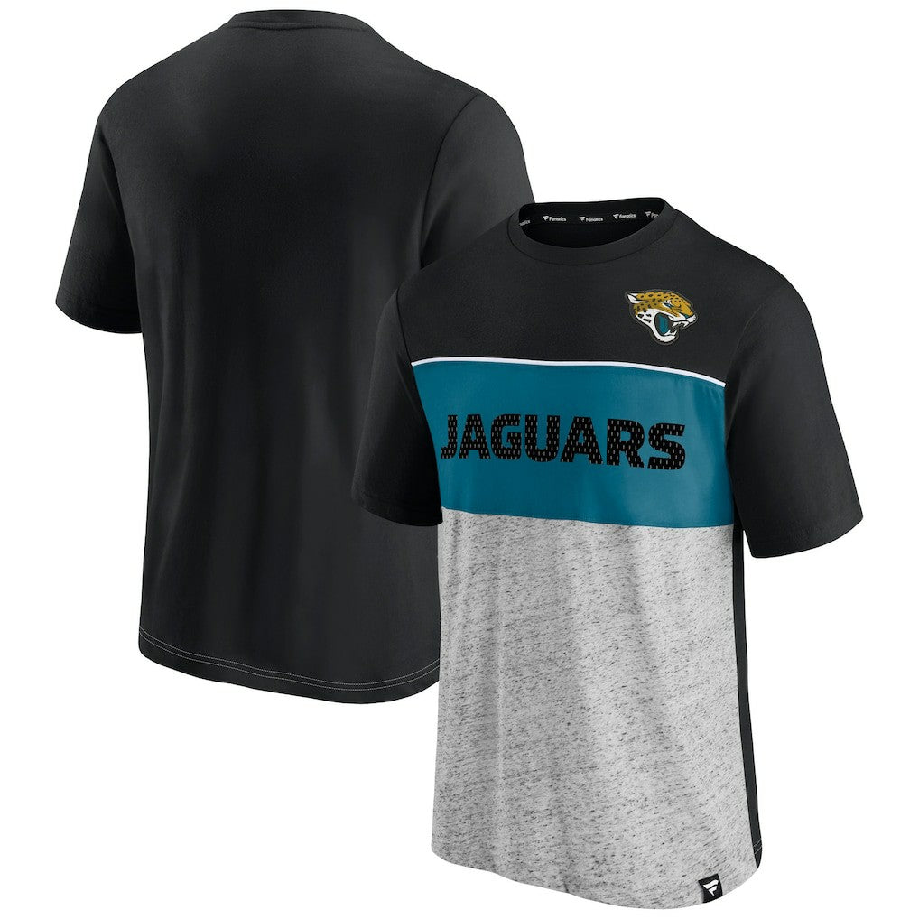 Jacksonville Jaguars Colorblock T-Shirt - Black/Heathered Gray - Fanatics