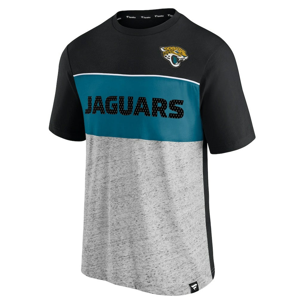 Jacksonville Jaguars Colorblock T-Shirt - Black/Heathered Gray - Fanatics