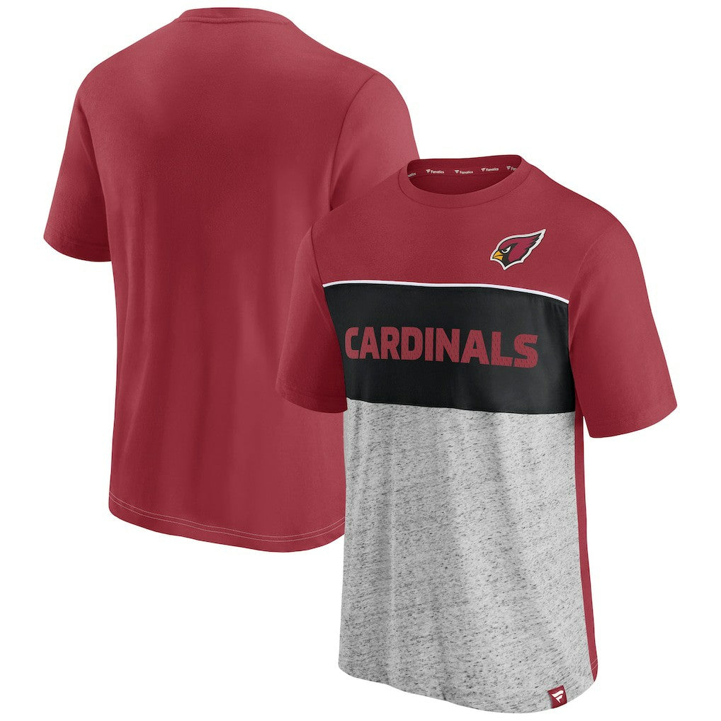 Arizona Cardinals Colorblock T-Shirt - Cardinal/Heathered Gray - Fanatics