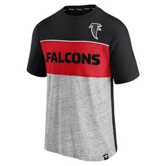 Atlanta Falcons Throwback Colorblock T-Shirt - Black/Heathered Gray - Fanatics