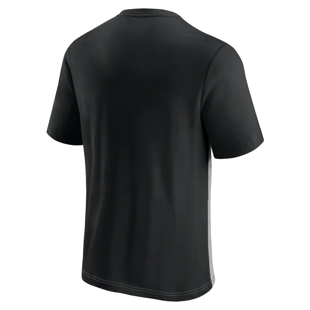 Atlanta Falcons Throwback Colorblock T-Shirt - Black/Heathered Gray - Fanatics